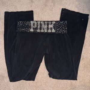 Black PINK flared leggings with Diamond Waistband
